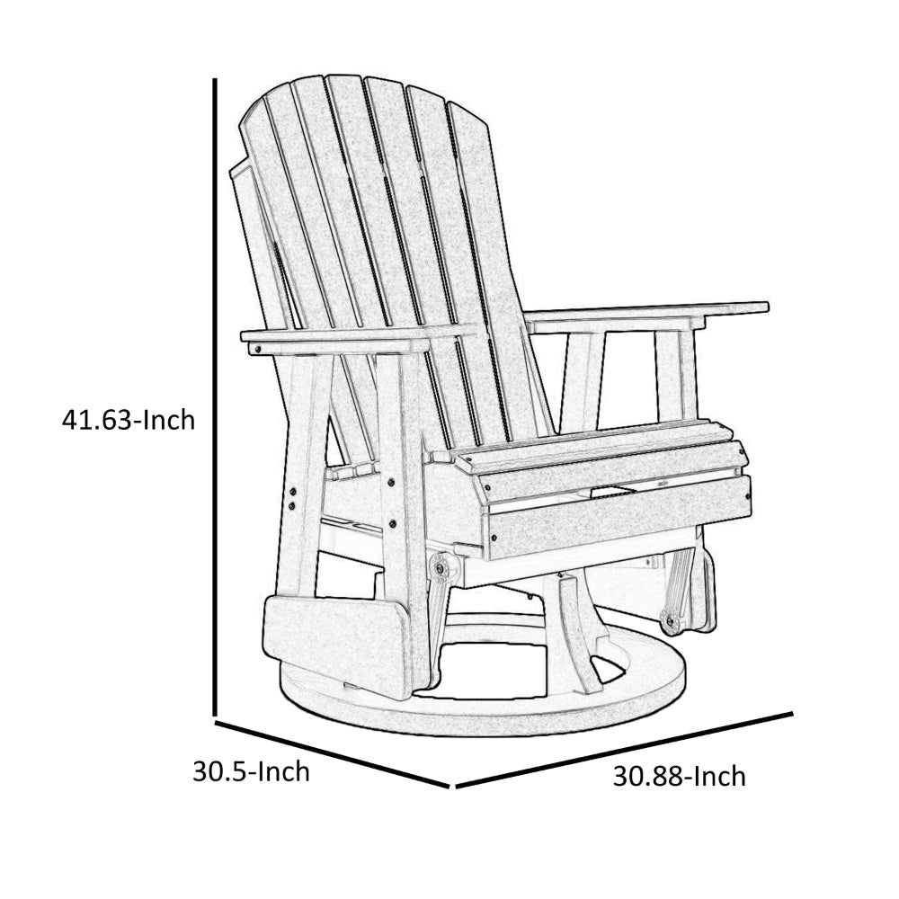 Sami 31 Inch Outdoor Swivel Glider Chair Slatted Adirondack White Finish By Casagear Home BM315952