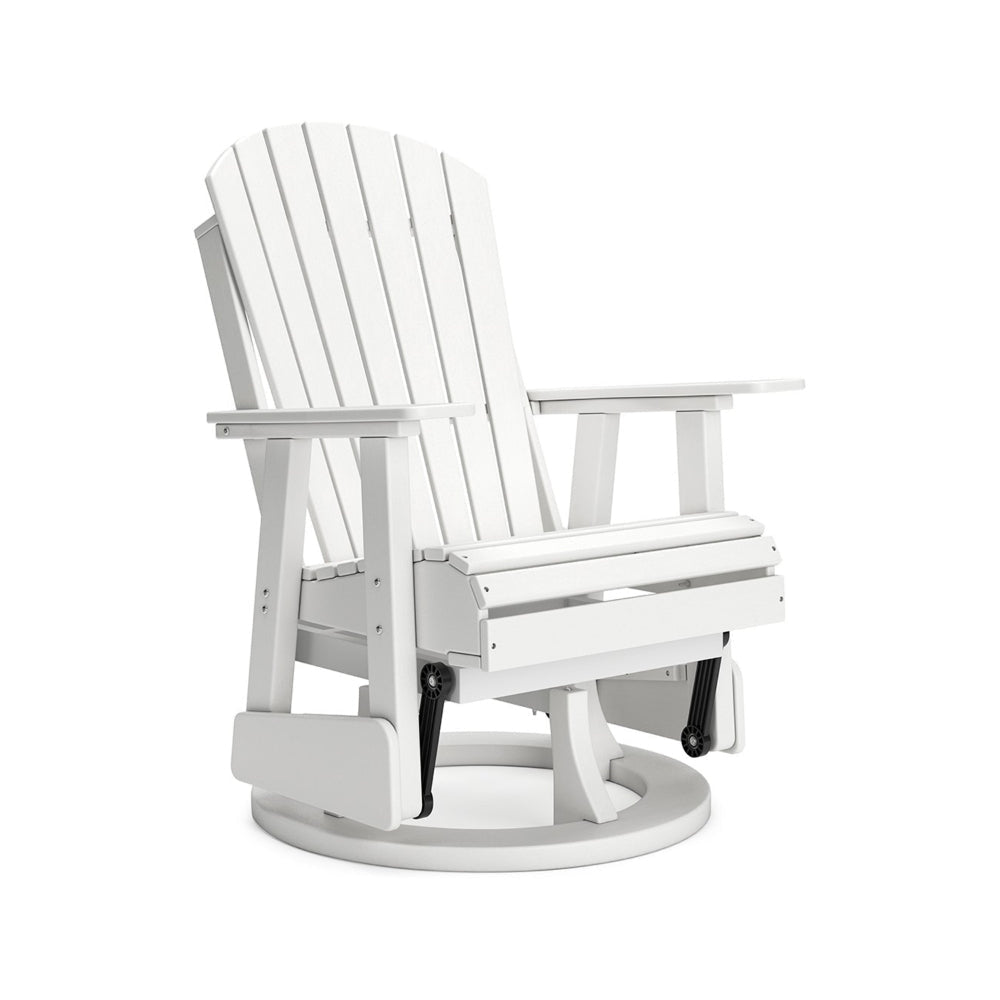 Sami 31 Inch Outdoor Swivel Glider Chair, Slatted, Adirondack, White Finish By Casagear Home