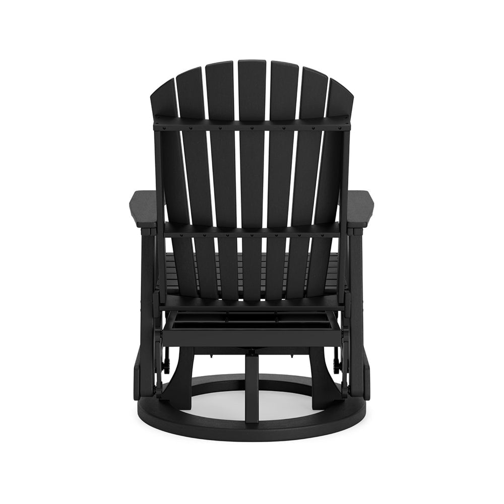 Sami 31 Inch Outdoor Swivel Glider Chair Slatted Adirondack Black Finish By Casagear Home BM315953