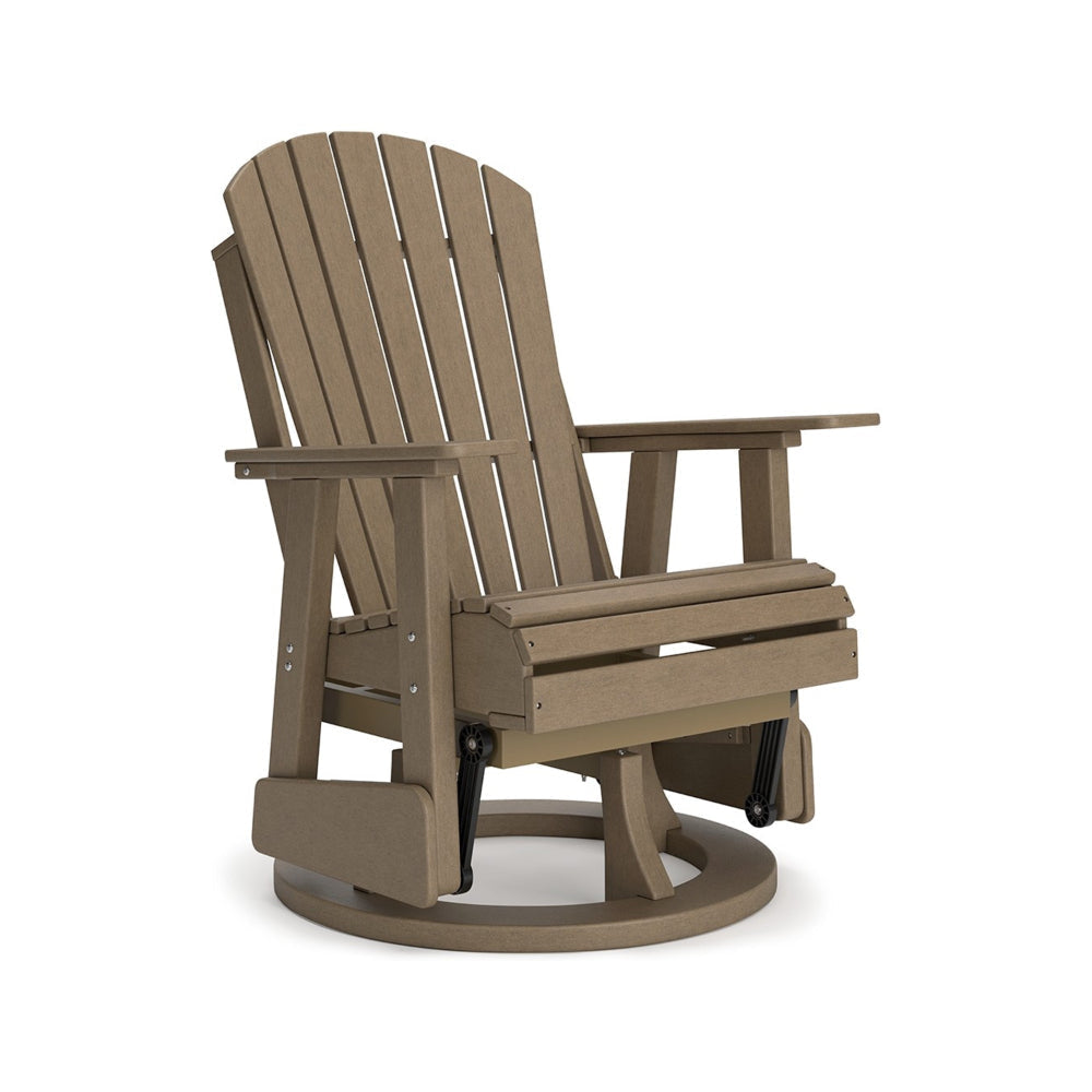 Sami 31 Inch Outdoor Swivel Glider Chair, Slatted, Adirondack, Brown Finish By Casagear Home