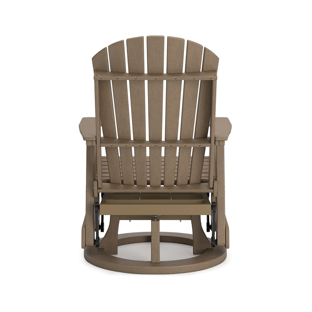 Sami 31 Inch Outdoor Swivel Glider Chair Slatted Adirondack Brown Finish By Casagear Home BM315954