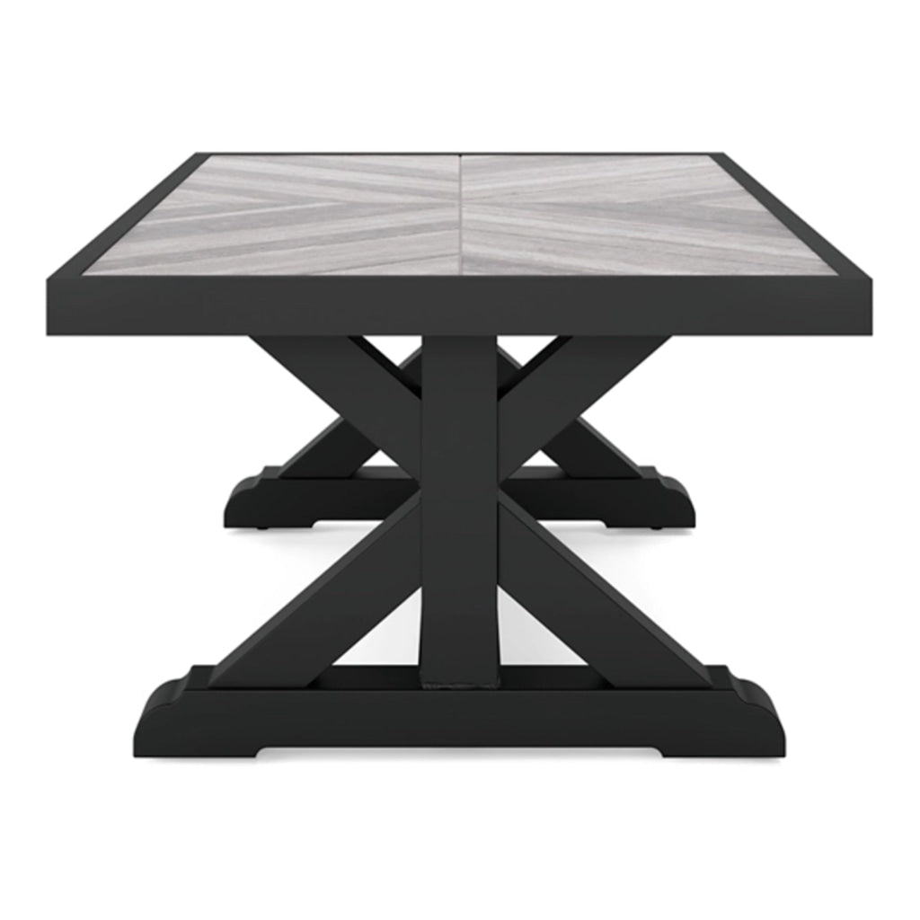 Tira 48 Inch Outdoor Coffee Table Tile Top Black Light Gray Finish By Casagear Home BM315959