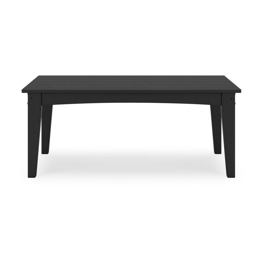 Fini 44 Inch Outdoor Coffee Table Slatted Top Modern Style Black Finish By Casagear Home BM315961