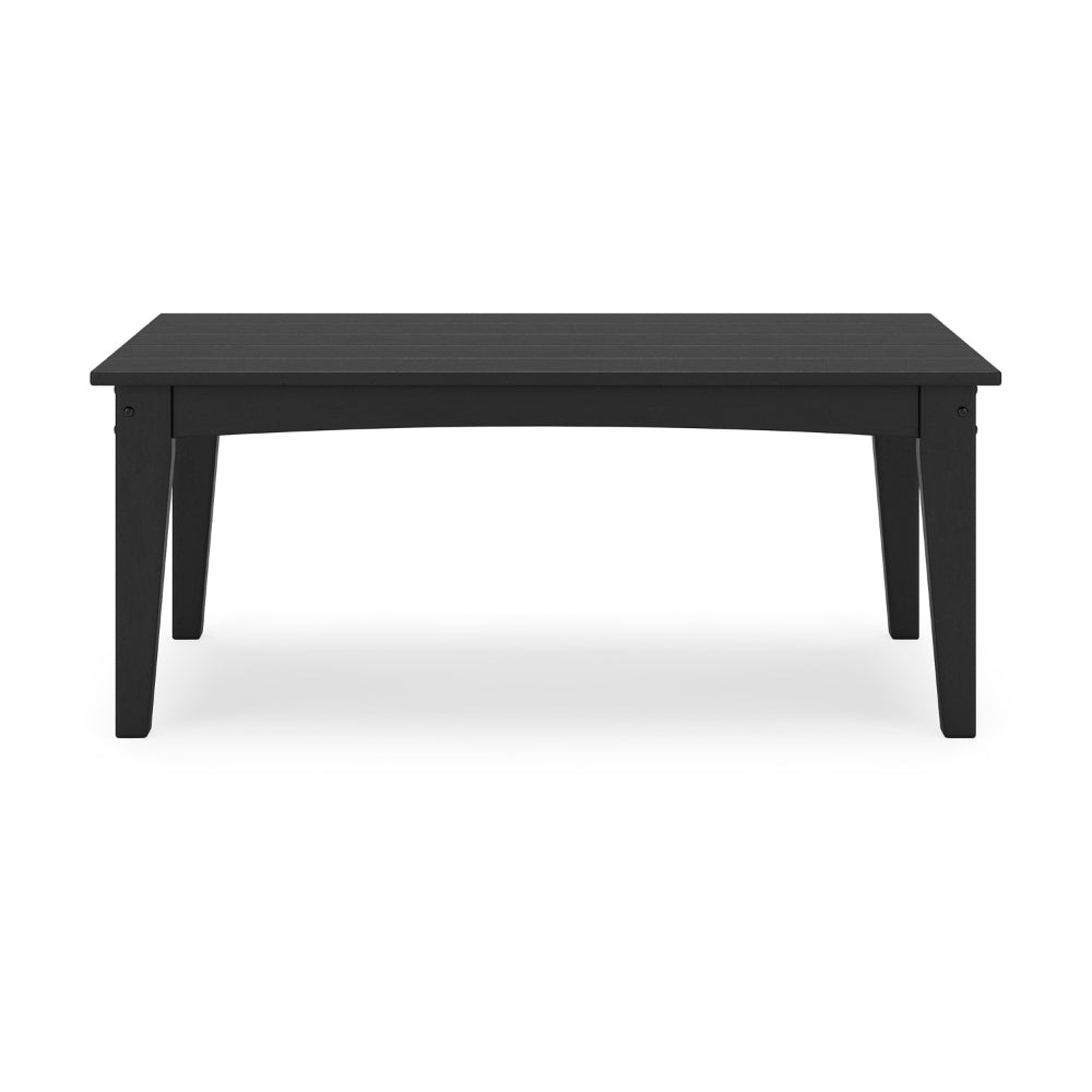 Fini 44 Inch Outdoor Coffee Table Slatted Top Modern Style Black Finish By Casagear Home BM315961