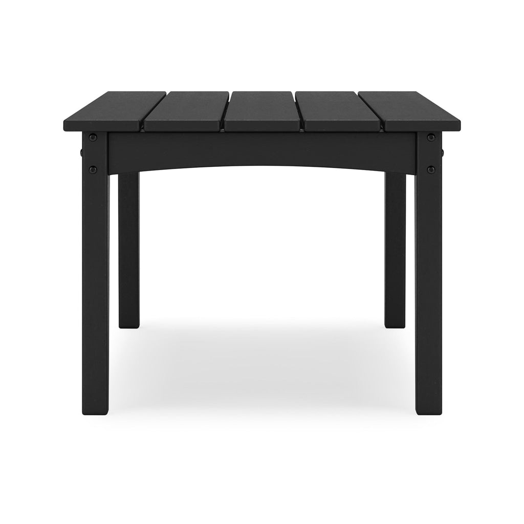 Fini 44 Inch Outdoor Coffee Table Slatted Top Modern Style Black Finish By Casagear Home BM315961