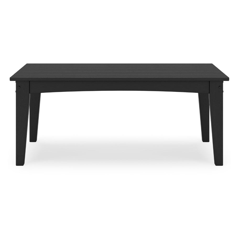 Fini 44 Inch Outdoor Coffee Table Slatted Top Modern Style Black Finish By Casagear Home BM315961