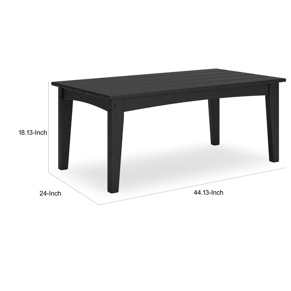 Fini 44 Inch Outdoor Coffee Table Slatted Top Modern Style Black Finish By Casagear Home BM315961