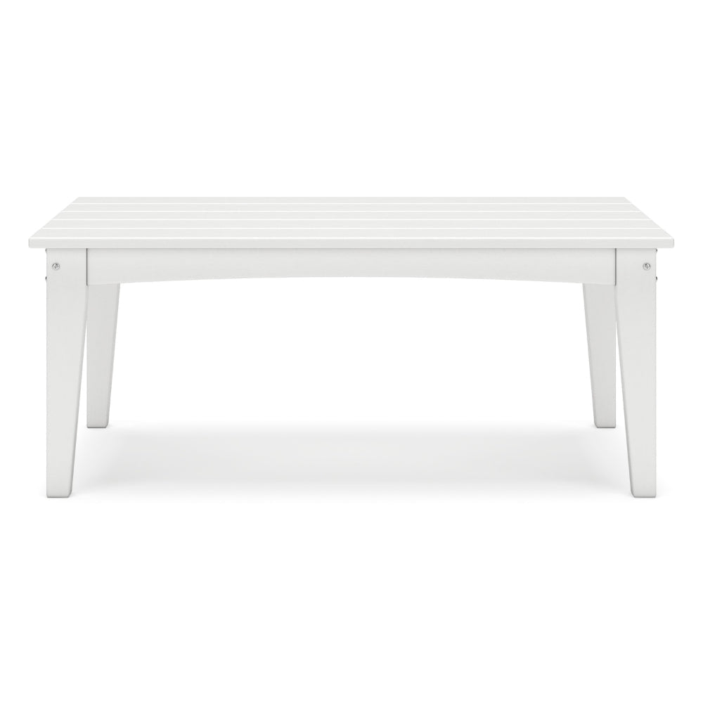 Fini 44 Inch Outdoor Coffee Table Slatted Top Modern Style White Finish By Casagear Home BM315962