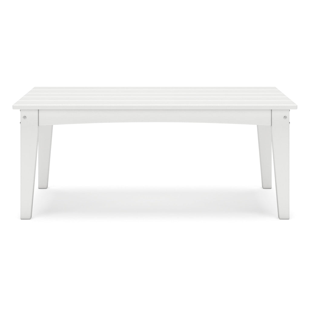 Fini 44 Inch Outdoor Coffee Table Slatted Top Modern Style White Finish By Casagear Home BM315962