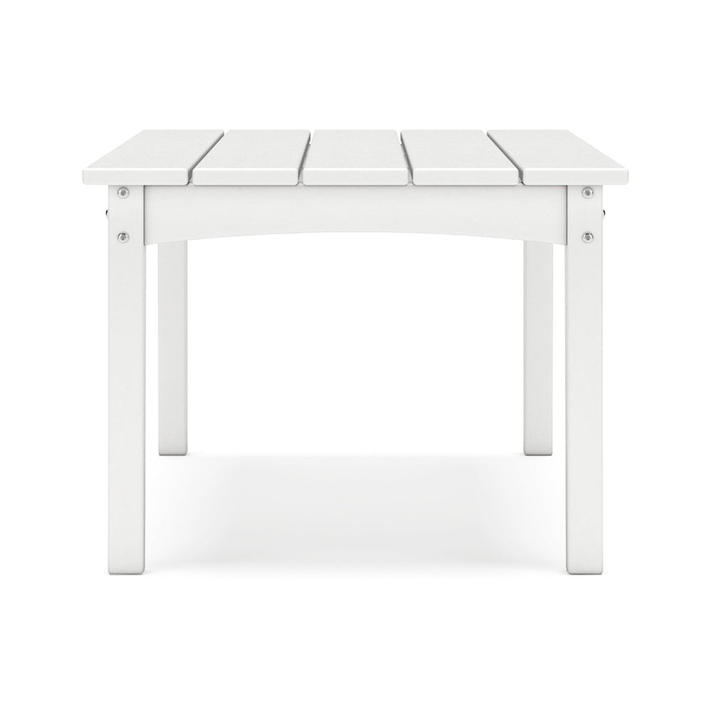 Fini 44 Inch Outdoor Coffee Table Slatted Top Modern Style White Finish By Casagear Home BM315962