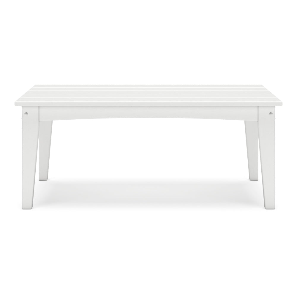 Fini 44 Inch Outdoor Coffee Table Slatted Top Modern Style White Finish By Casagear Home BM315962