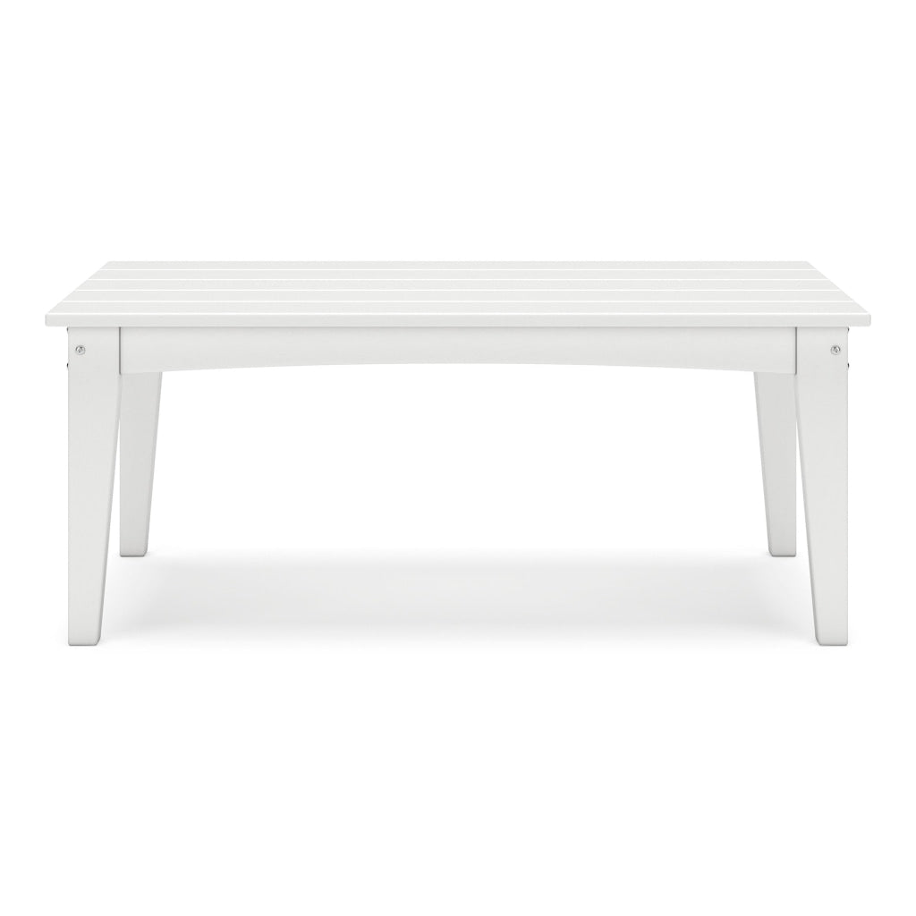 Fini 44 Inch Outdoor Coffee Table Slatted Top Modern Style White Finish By Casagear Home BM315962