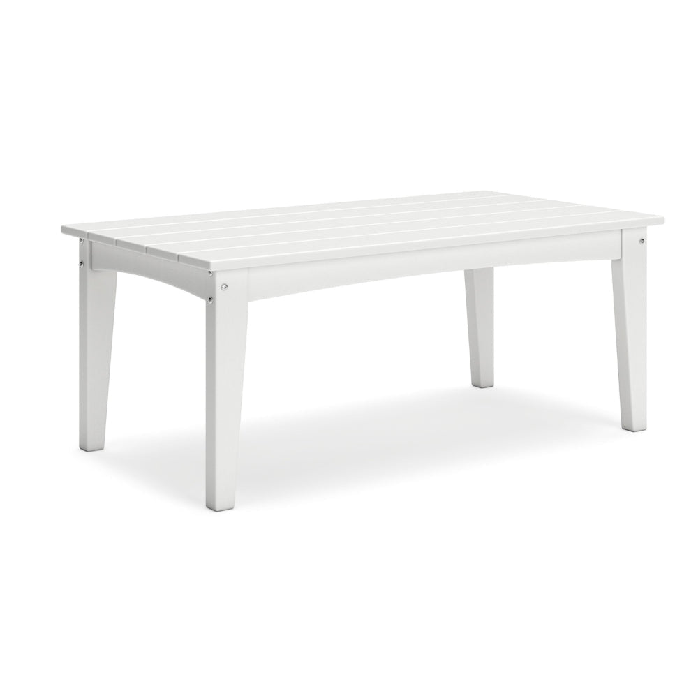 Fini 44 Inch Outdoor Coffee Table, Slatted Top, Modern Style, White Finish By Casagear Home