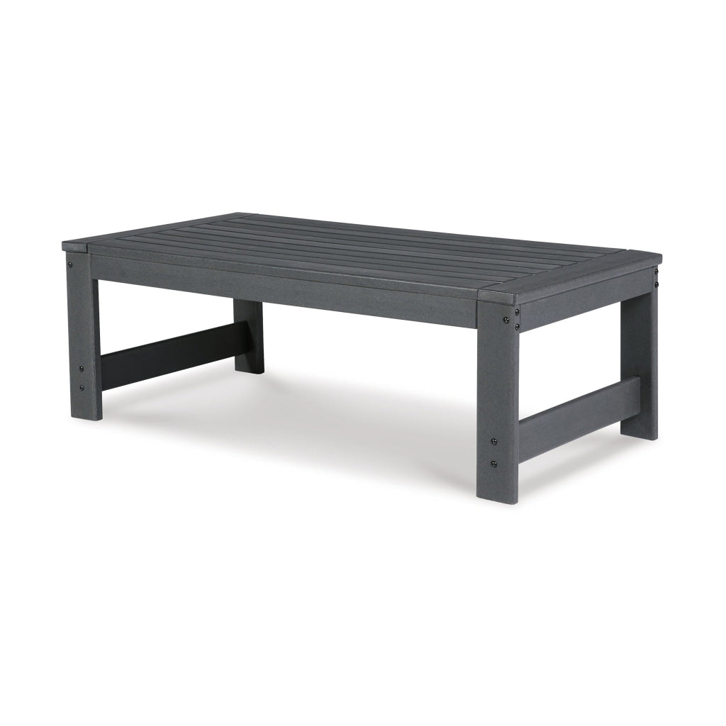 Wigo 48 Inch Outdoor Coffee Table Slatted Top Modern Style Charcoal Gray By Casagear Home BM315966