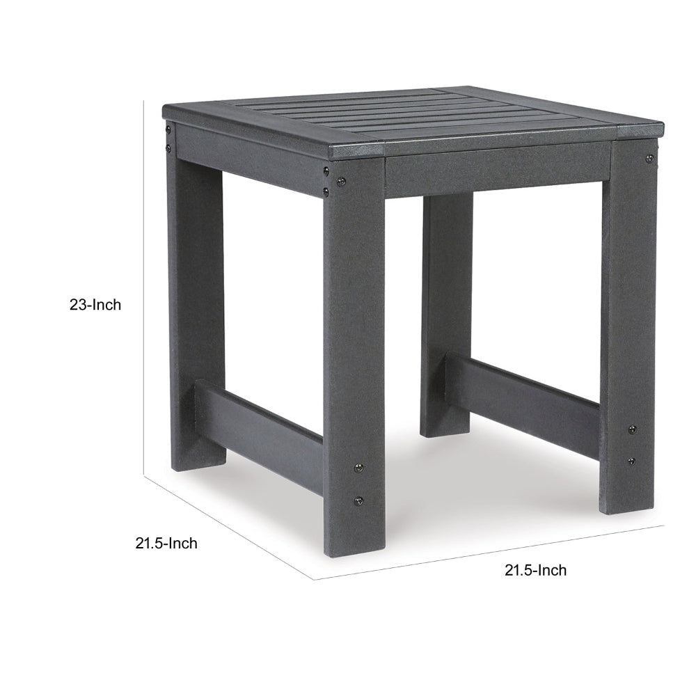 Wigo 22 Inch Outdoor Side End Table Slatted Top Modern Charcoal Gray By Casagear Home BM315967