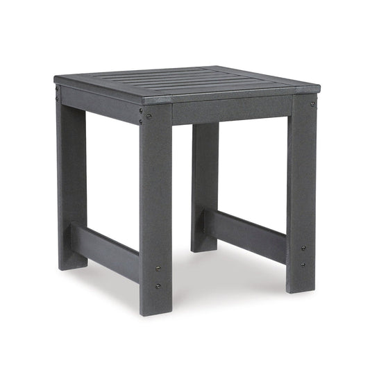 Wigo 22 Inch Outdoor Side End Table, Slatted Top, Modern Charcoal Gray By Casagear Home