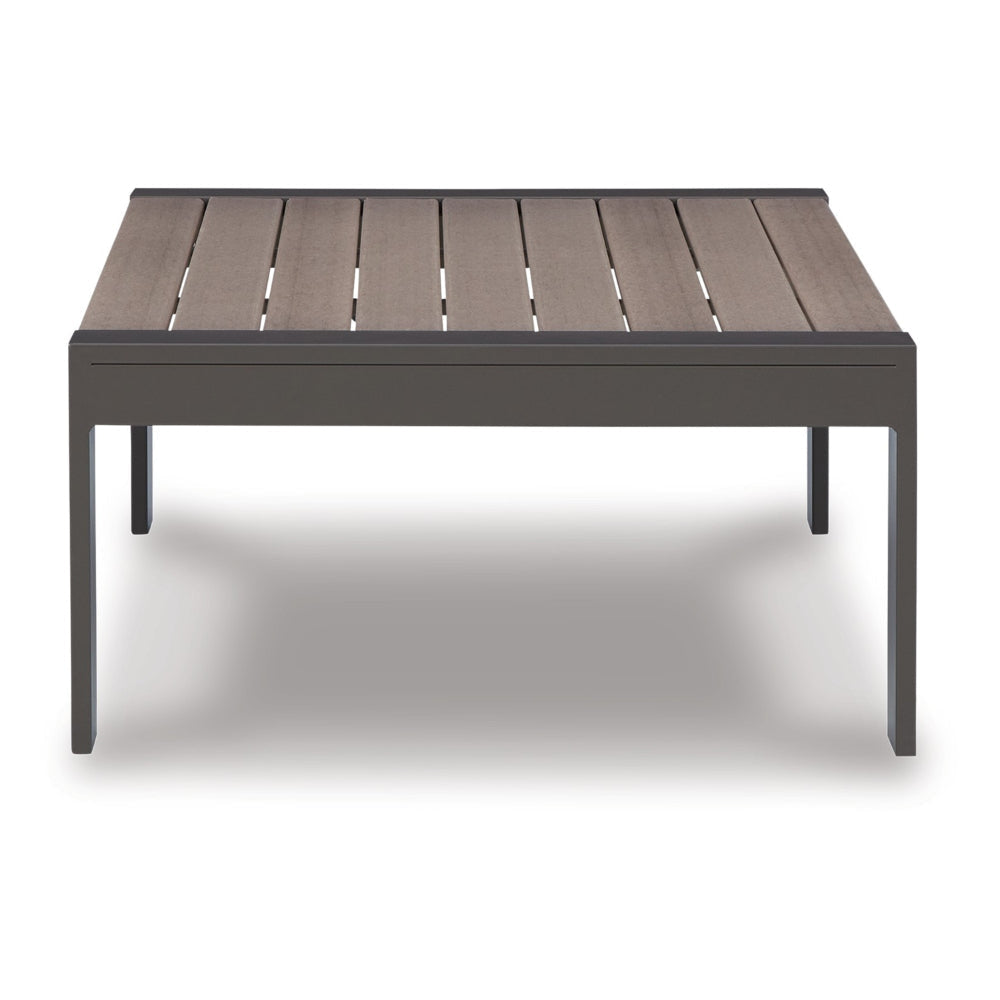 Neil 48 Inch Outdoor Coffee Table Slatted Top Modern Style Gray Brown By Casagear Home BM315968