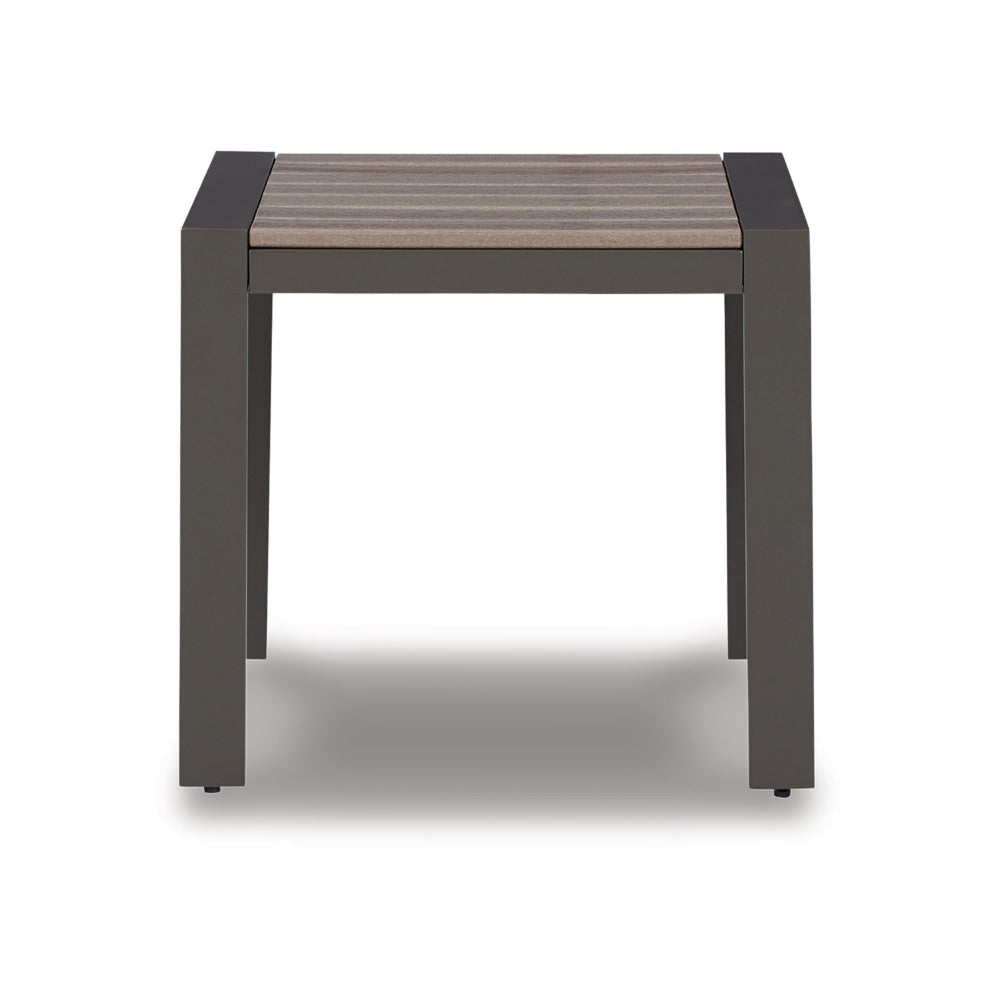 Neil 24 Inch Outdoor Side End Table Slatted Top Modern Gray Brown By Casagear Home BM315969