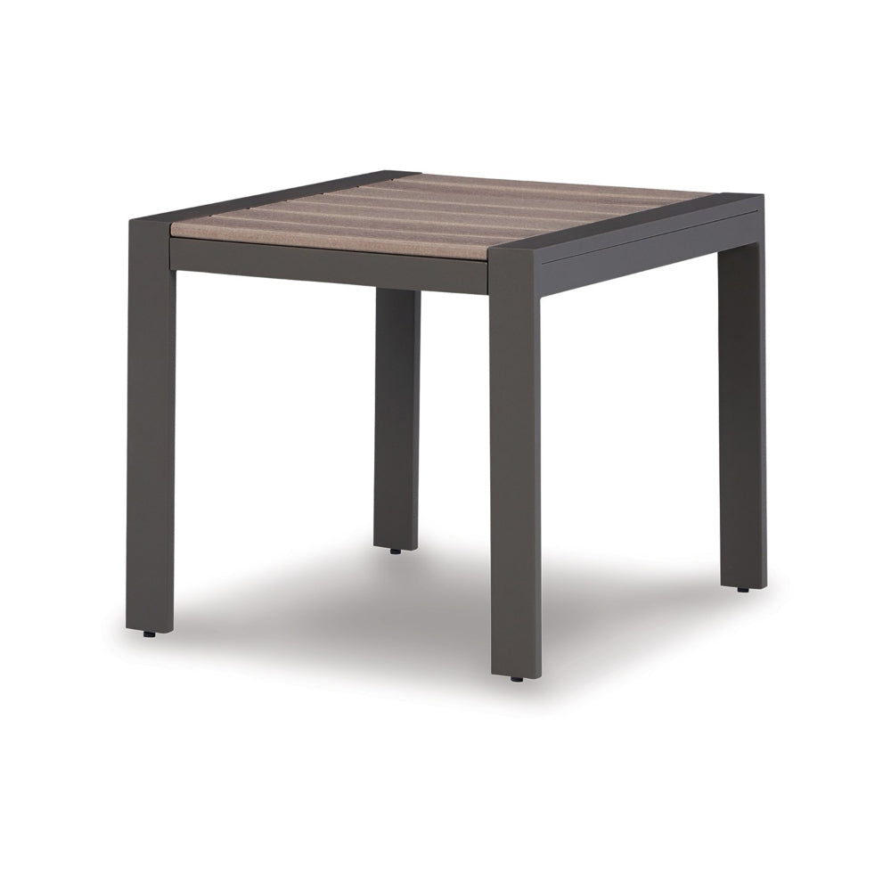 Neil 24 Inch Outdoor Side End Table Slatted Top Modern Gray Brown By Casagear Home BM315969