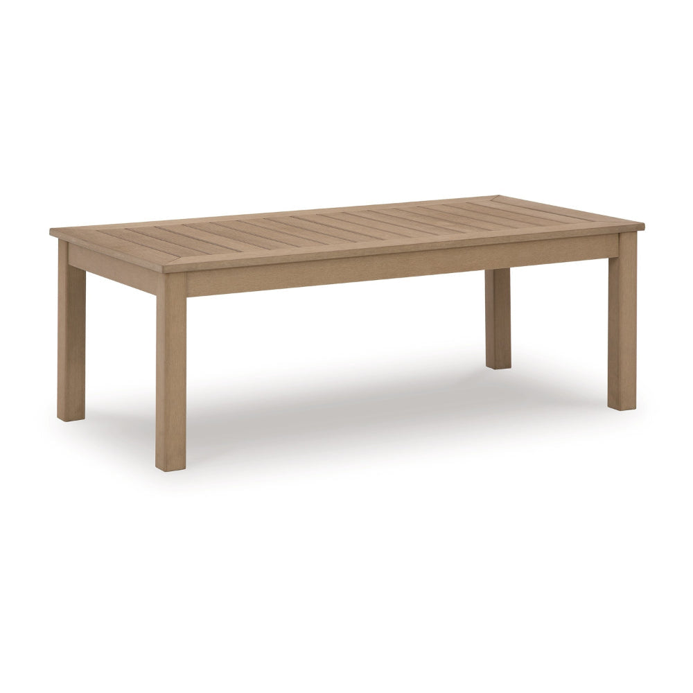 Karo 49 Inch Outdoor Coffee Table, Slatted Top, Modern Style, Natural Brown By Casagear Home