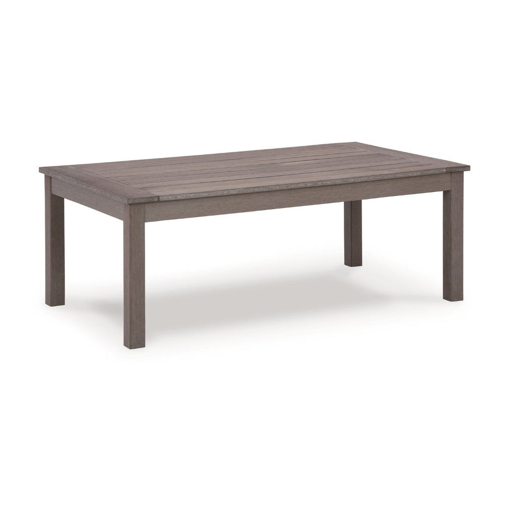 Karo 49 Inch Outdoor Coffee Table, Slatted Top, Modern Style, Taupe Brown By Casagear Home