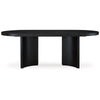 86 Inch Dining Table Oval Top Pedestal Base Curved Black Finish By Casagear Home BM315975