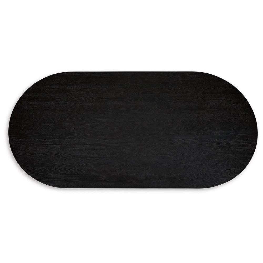 86 Inch Dining Table Oval Top Pedestal Base Curved Black Finish By Casagear Home BM315975