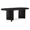 86 Inch Dining Table, Oval Top, Pedestal Base, Curved, Black Finish By Casagear Home