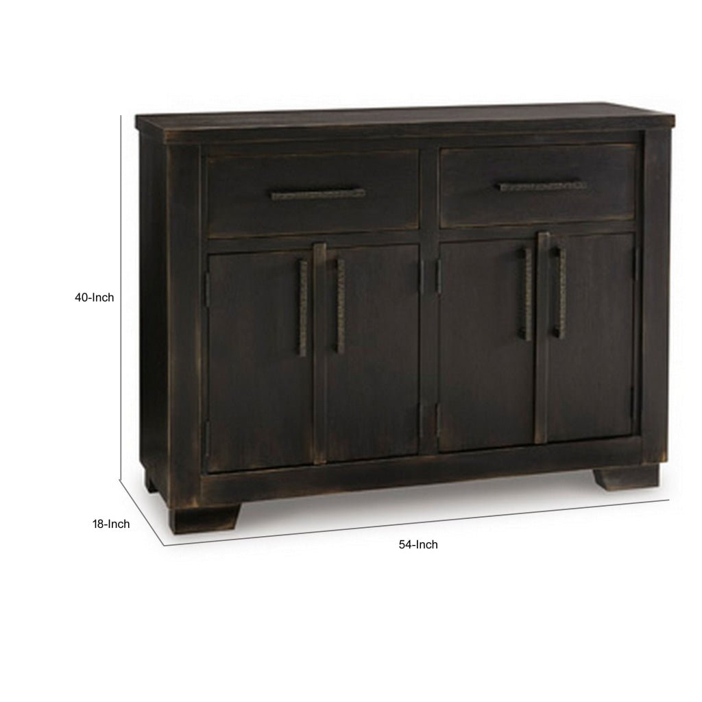 Sili 54 Inch Dining Buffet Console 2 Double Door Cabinet Drawers Black By Casagear Home BM315978