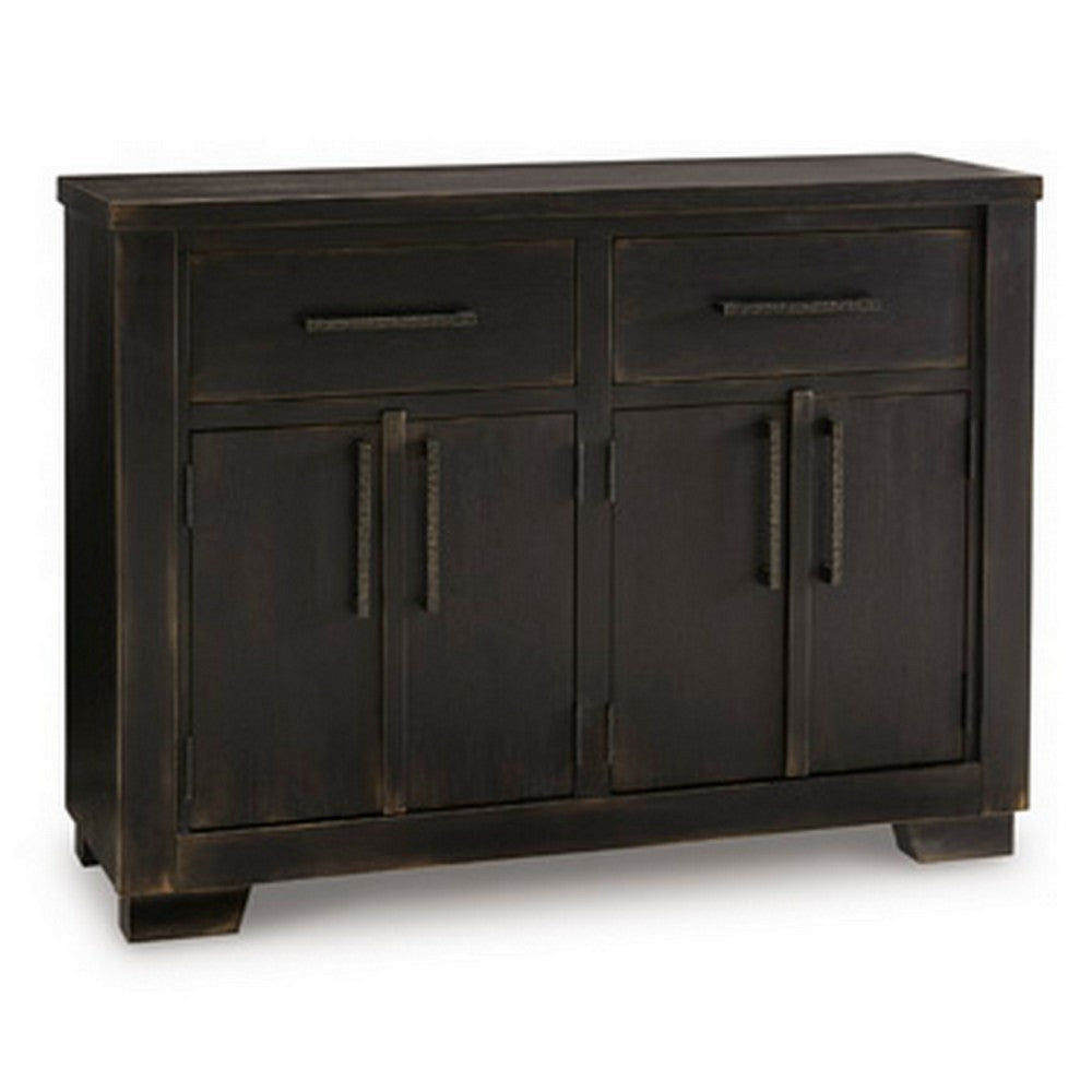 Sili 54 Inch Dining Buffet Console, 2 Double Door Cabinet, Drawers, Black By Casagear Home