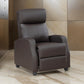 Jiana 35 Inch Push Back Recliner Chair, Brown Faux Leather, Solid Wood By Casagear Home