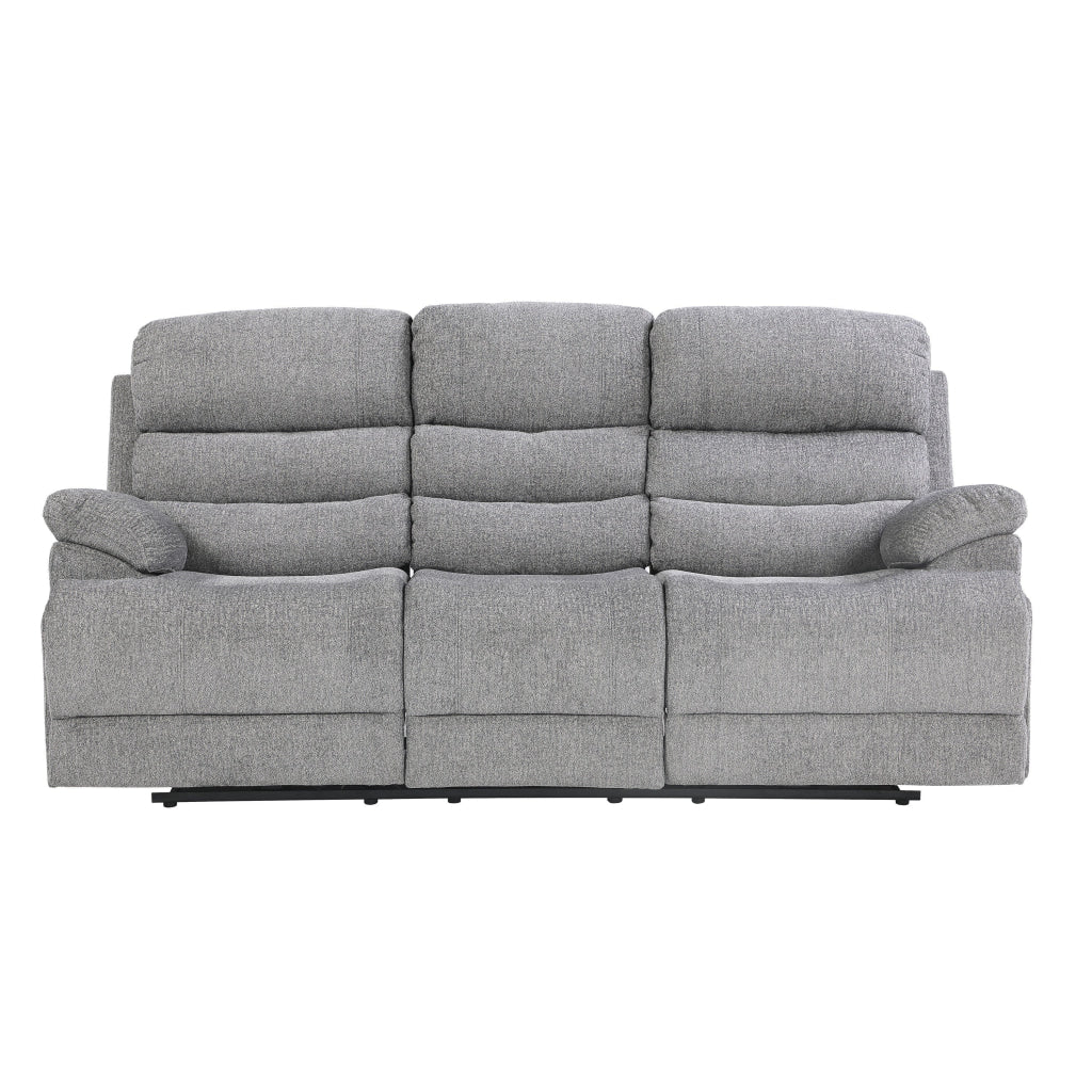 Leena 84 Inch Power Double Recliner Sofa Gray Chenille USB Solid Wood By Casagear Home BM315996