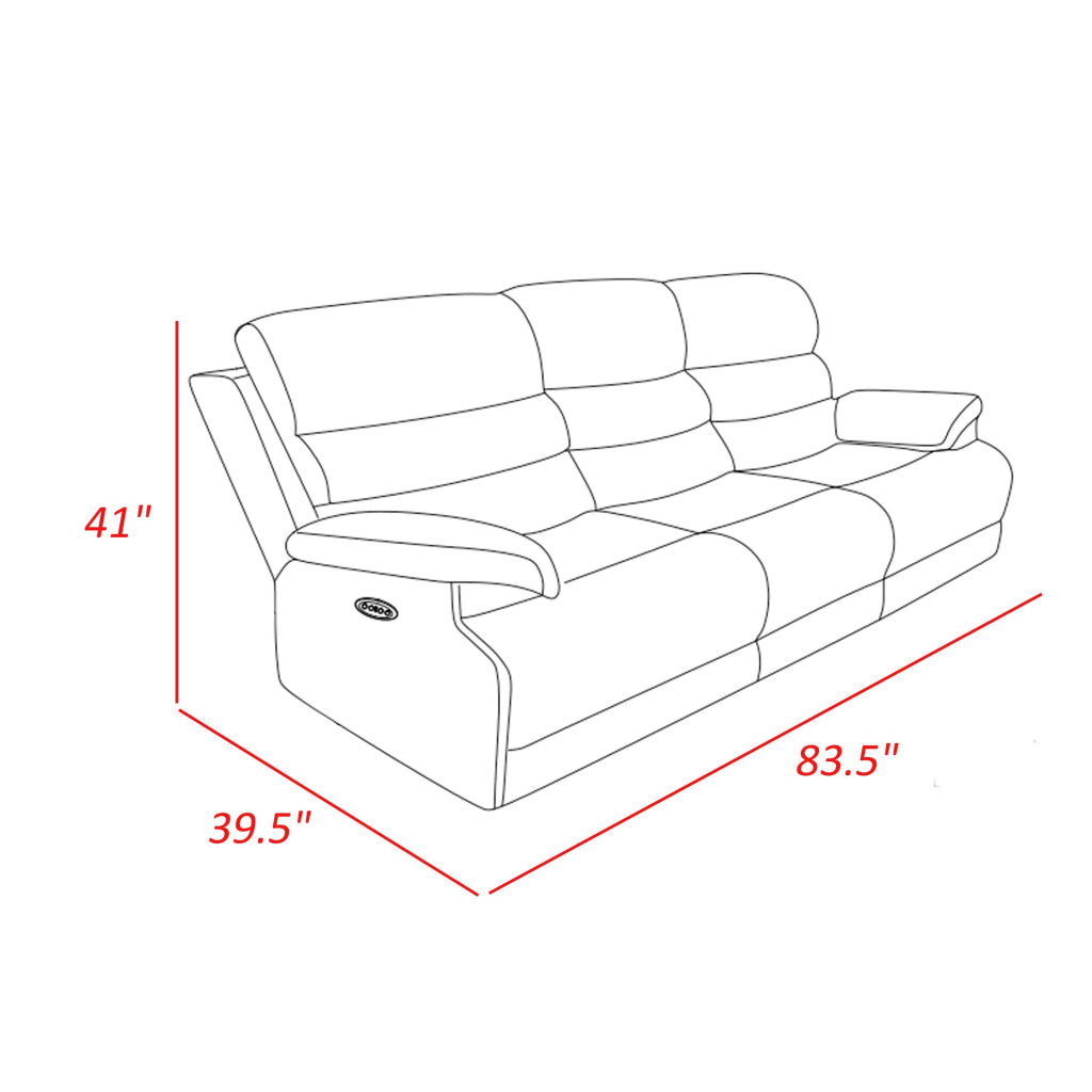 Leena 84 Inch Power Double Recliner Sofa Gray Chenille USB Solid Wood By Casagear Home BM315996