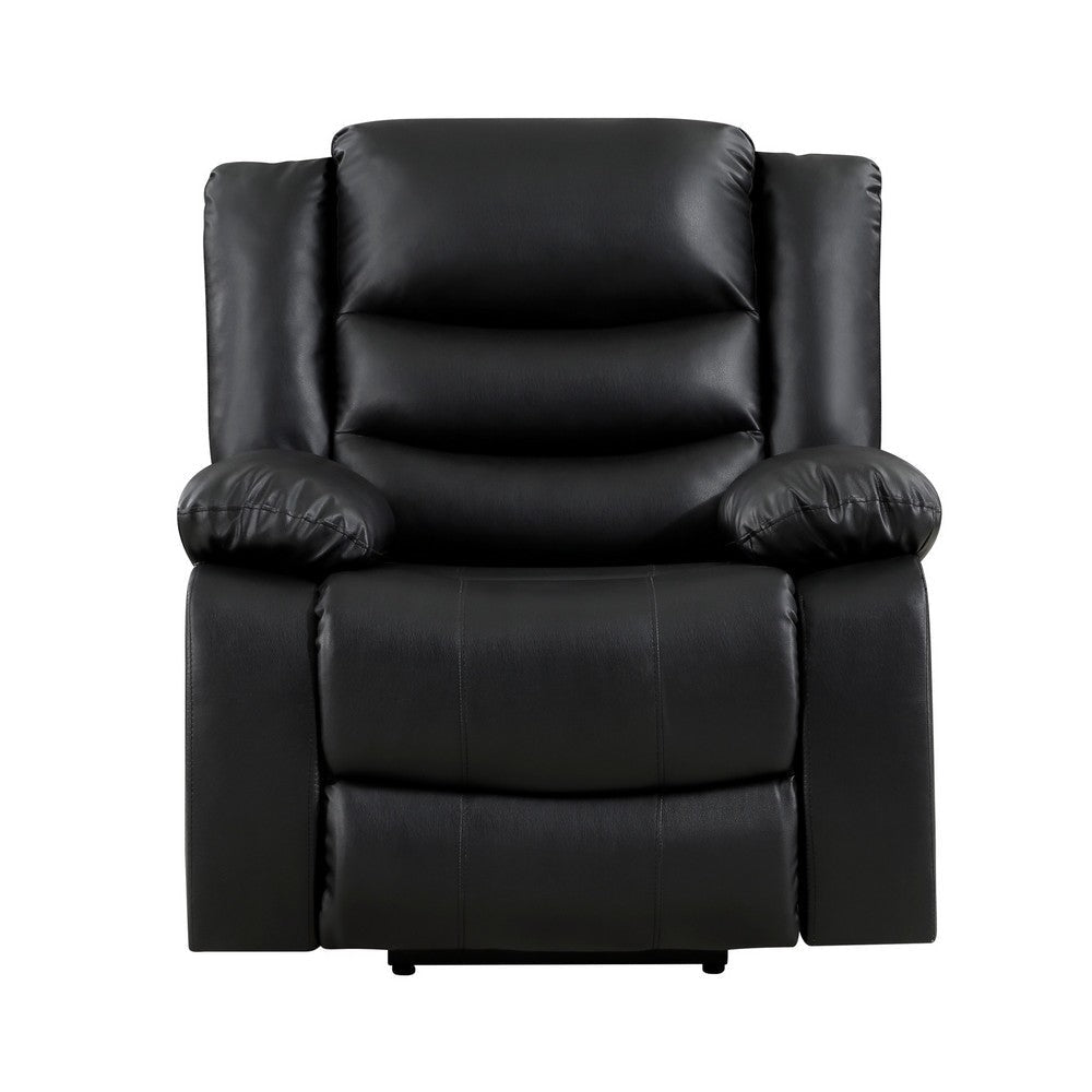 Carry 39 Inch Power Lift Recliner Chair Black Faux Leather Solid Wood By Casagear Home BM315997