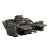 Flora 89 Inch Dual Manual Recliner Sofa Drop Down Table Brown Microfiber By Casagear Home BM316002