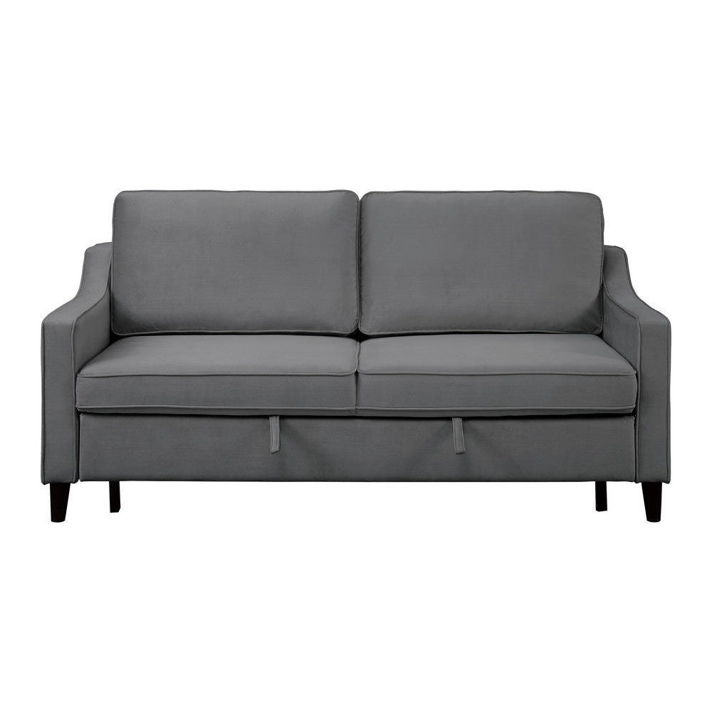 Katy 72 Inch Sleeper Sofa Convertible Pull Out Bed Solid Wood Gray Velvet By Casagear Home BM316003