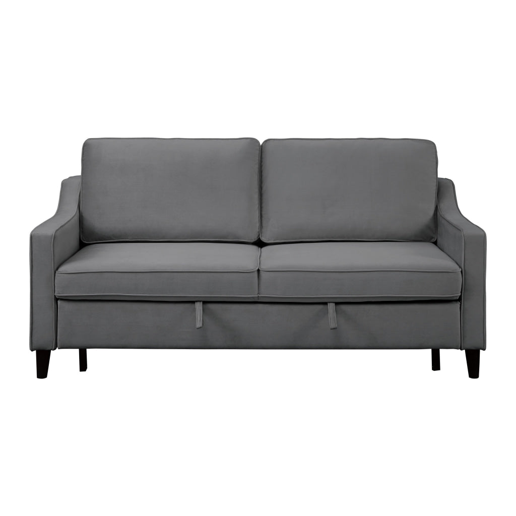 Katy 72 Inch Sleeper Sofa Convertible Pull Out Bed Solid Wood Gray Velvet By Casagear Home BM316003