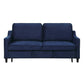 Katy 72 Inch Sleeper Sofa Convertible Pull Out Bed Solid Wood Blue Velvet By Casagear Home BM316004