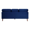 Bard 81 Inch Sofa Blue Velvet Reversible Cushions Dark Brown Solid Wood By Casagear Home BM316008