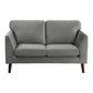 Brad 58 Inch Loveseat Gray Velvet Reversible Cushions Dark Brown Wood By Casagear Home BM316009