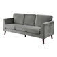 Bard 81 Inch Sofa Gray Velvet Reversible Cushions Dark Brown Solid Wood By Casagear Home BM316010