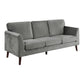 Bard 81 Inch Sofa Gray Velvet Reversible Cushions Dark Brown Solid Wood By Casagear Home BM316010