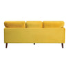 Bard 81 Inch Sofa Yellow Velvet Reversible Cushions Dark Brown Wood By Casagear Home BM316012