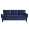 Sarah 80 Inch Sofa Blue Velvet Stitch Tufting Reversible Cushions By Casagear Home BM316020