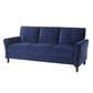 Sarah 80 Inch Sofa Blue Velvet Stitch Tufting Reversible Cushions By Casagear Home BM316020