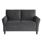 Sarah 57 Inch Loveseat Gray Velvet Stitch Tufting Reversible Cushions By Casagear Home BM316021