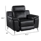 Dave 39 Inch Power Recliner Chair Black Faux and Real Leather Solid Wood By Casagear Home BM316029