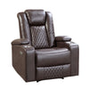 Alan 40 Inch Power Recliner Chair Brown Faux Leather USB Cupholders By Casagear Home BM316030