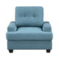 Stan 35 Inch Accent Chair Blue Tufted Polyester Soft Cushions Solid Wood By Casagear Home BM316031