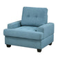 Stan 35 Inch Accent Chair Blue Tufted Polyester Soft Cushions Solid Wood By Casagear Home BM316031